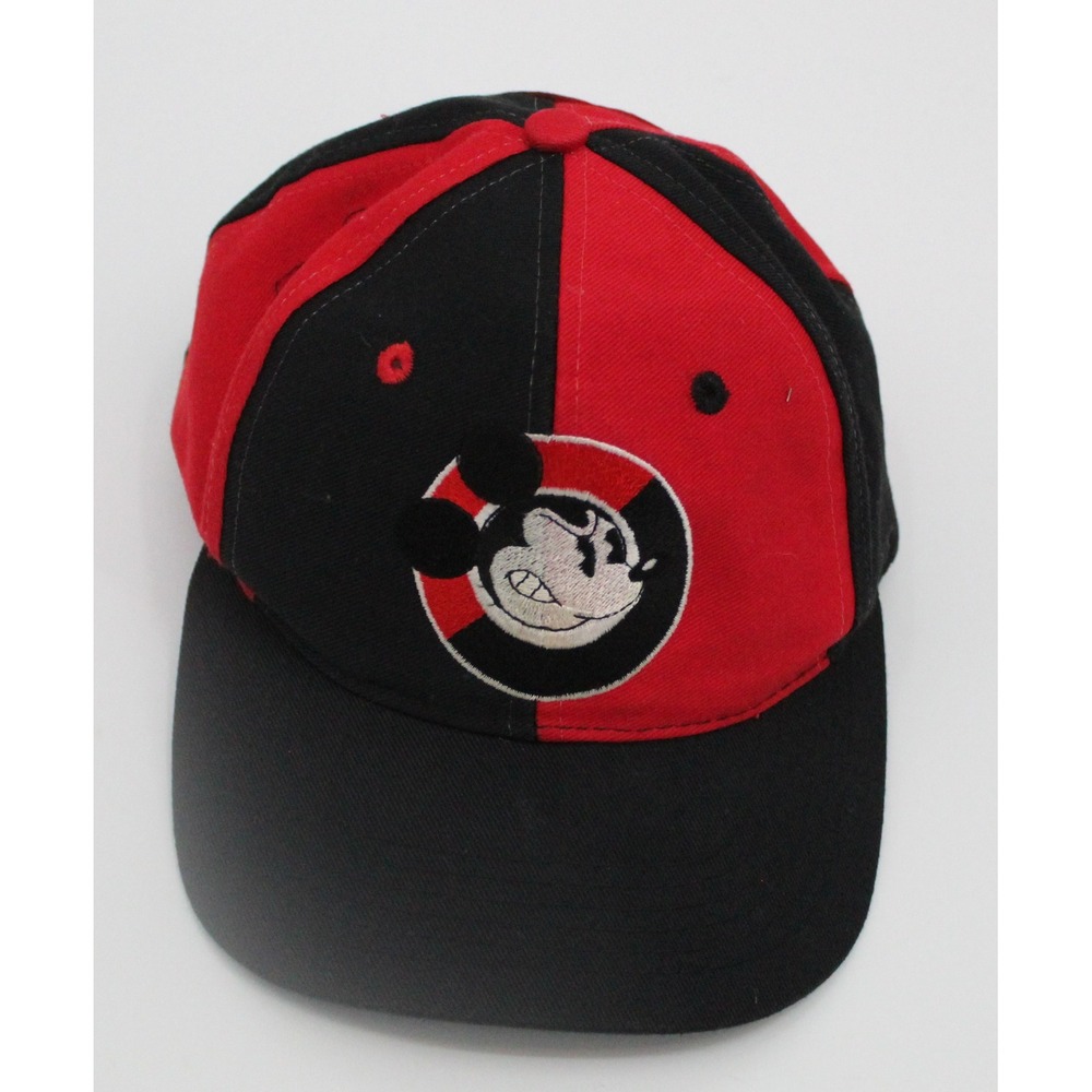 Vintage Disney Mickey & Co Red Black Snapback Hat Universal Industries Kids